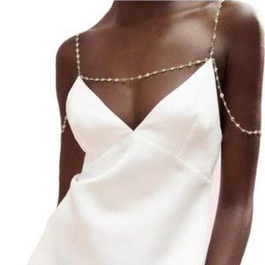 Zara White Linen Jewel Strap Mini Dress